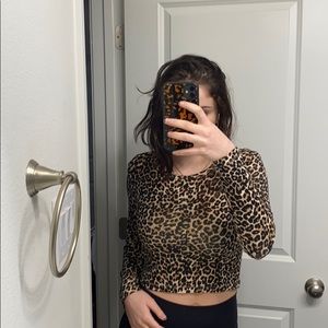 Zara Cheetah print long sleeve crop top